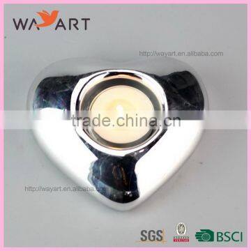 Heart Shape Ceramic Candle Holder Silver