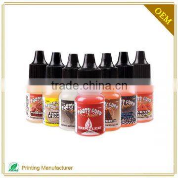 2016 OEM Wholesale adhesive high quality custom e-liquid bottle labels