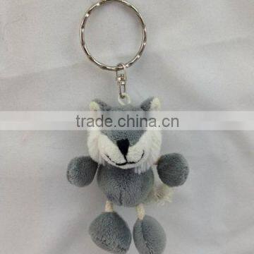 Hot sale promotional plush keychain toy, plush wolf keychain toy