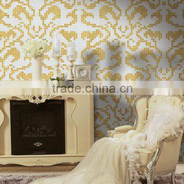 LJ JY-P-D04 Classic Golden Mosaic Pattern Gold Leaf Glass Wall Mosaic Pattern