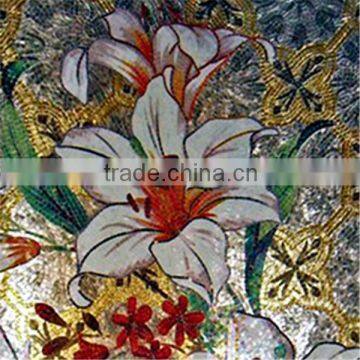 LJ Kitchen Background Wall Mural Flower Glass Mosaic Tiles