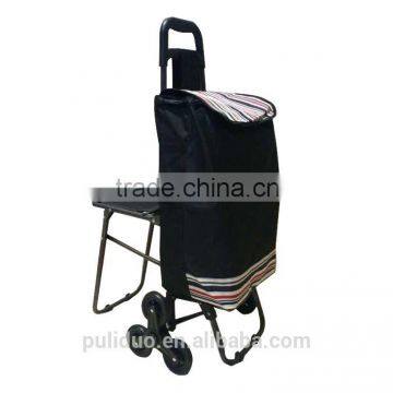 Stair-climbing Folding Shopping Trolley with chair,Sitting type trolley loading 150KGS