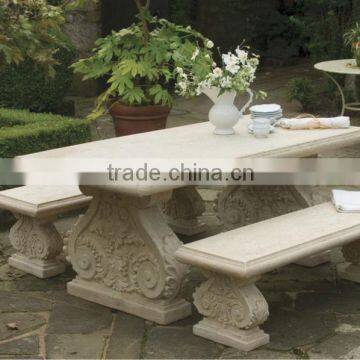 hand carved leg stone garden table and bench