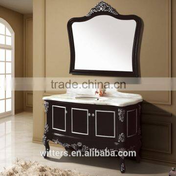 WTS-1444A customize cheap price Modern Style bathroom Mirrored Combo Cabinets in black