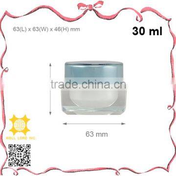 30ml easy carry royal blue cap clear acrylic Jar