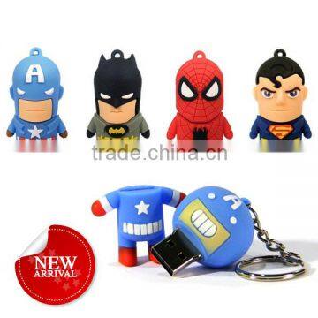 promotion keychain cheap custom soft pvc mini superheroe usb flash drive