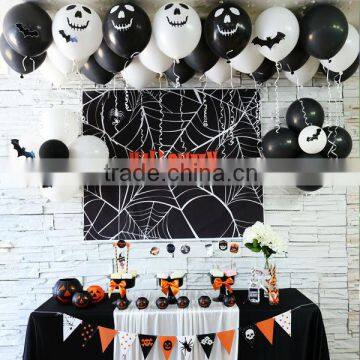 Halloween Party Supplies Decorations 12" BLACK WHITE HALLOWEEN PRINTED PARTY LATEX BALLOONS WITH SKULL GHOST BALLOON DECORATIONS