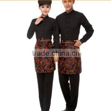 Hotel Chef Kitchen Bar Restaurant Waiter and Waitress Dark Green Shirts and Black Pants Work Uniform photo-2