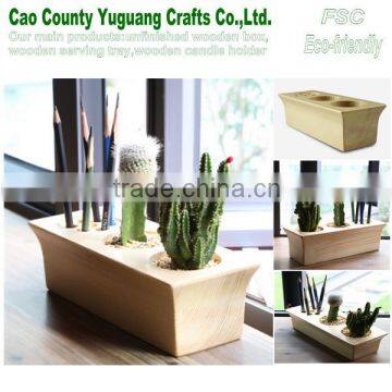 wood home flowerpot craft,cactus wooden craft,fleshy flower pot