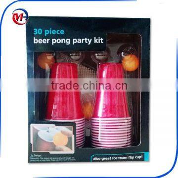 Reusable Disposable Plastic Red Cups 30pcs Beer Pong Party Kits