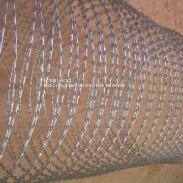 450mm coil diameter concertina razor barbed wire/Galvanized razor wire coils, galvanized razor