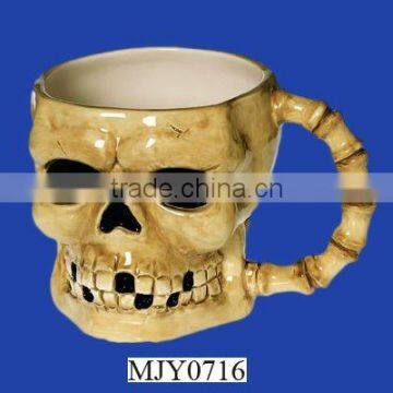 Scary Halloween Ceramic Skull Mug With Handle