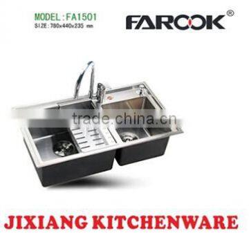 78x44cm SUS304 Double Bowl hand make stainless steel kitchen sink