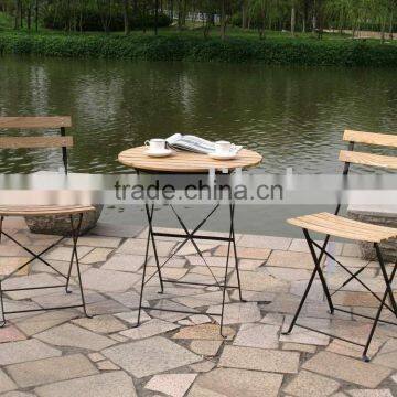 outdoor furniture,ash wood top iron folding chair and table