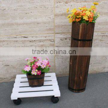 Wooden movable square flower pot stands