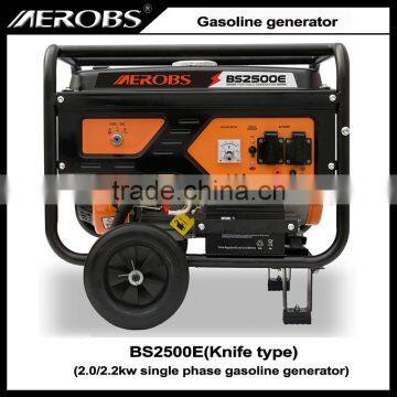 Knife type BS2500E 2.0 2.2kw electric start single phase gasoline generator