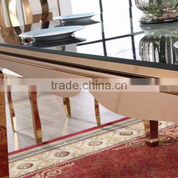 Stainless Steel Base Round Glass Party Ghost Dining Table photo-4