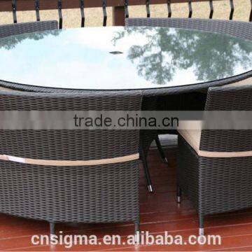 cheap wicker restaurant furniture round dining table curved outdoor dining chairs