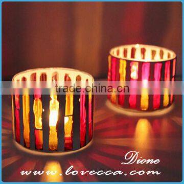 Fine quality top grade glass material mosaic candle holder set