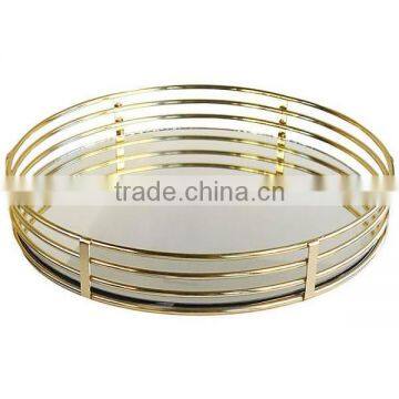 stainless steel & glass round fancy tray