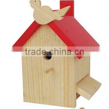 pretty painted wooden decorative bird house,wooden craft bird house