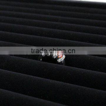 Black Wooden Leather Jewelry Display Stand Ring Tray photo-4