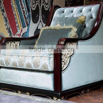 BISINI New Classic Light Blue Carving Sofa Set