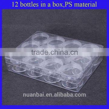 12/lots Plastic Clear Cosmetic Beads Containers Storage Pot Jars with lid