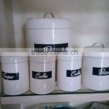 Metal cylinder bread bin canister set of 5