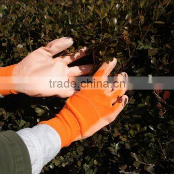 NMSAFETY U3 style PU gloves orange nylon liner PU gloves/safety gloves /Industrial Work gloves good grip in dry enviroment