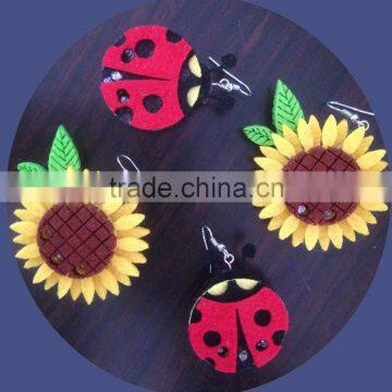 Custom Sunflower and ladybug led flashing plastic earrings