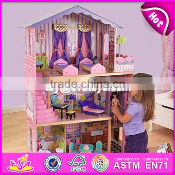 New design 16 pieces of furniture elegant dollhouse suite wooden 18 inch doll house for children W06A232