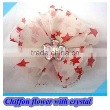 printed chiffon flower with thinestone hair accessory