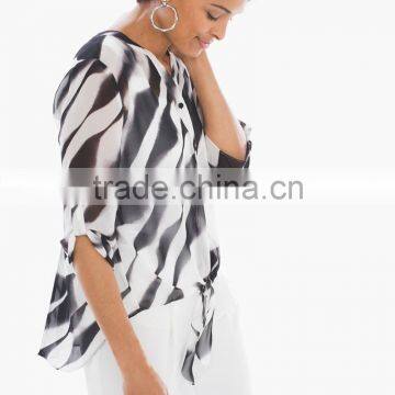 women's Semi-Sheer Floral Blouse