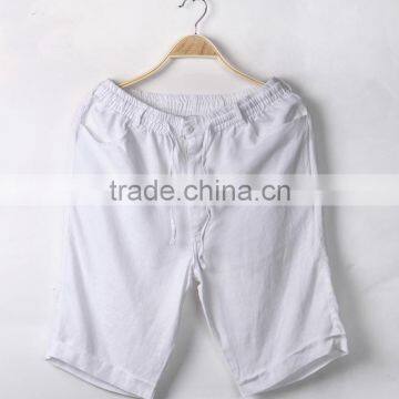 Summer Comfortable Casual Mens Beach Shorts Plain Linen Shorts photo-4