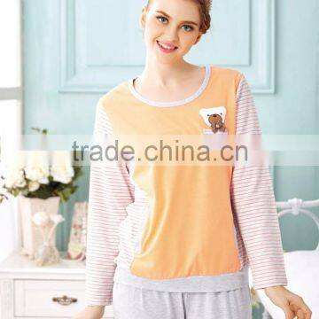 spring and autumn plain girl pajamas