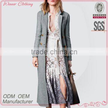 OEM clothing manufacturing 2015 winter high quality elegant trench coat trench coat in woollen