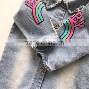 Korean Style Baby Clothes Romper Stone Washed Denim Romper With Two Pocket photo-2