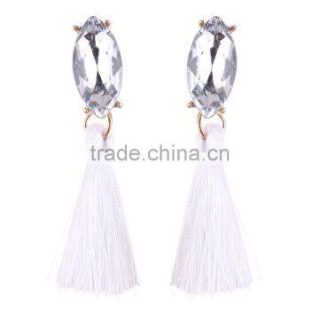 Bohemian Jewelry Big Crystal Gems With Tassel Drop Earrings for Women photo-2