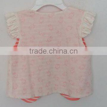 Baby Girls Pink and White Stripes Inner Knit Waistcoat for Autumn photo-2