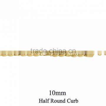 10 MM Gold Plated Half Round Curb Chain