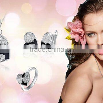 CZ Studded Heart With Silver Plated Pendantset photo-4