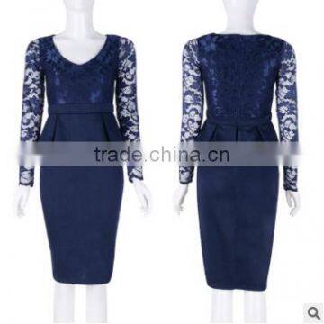 F20037A Lady Patchwork Dress Design Top Fashion Sexy Women Lace Dress photo-4