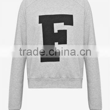 Ladies Grey Melange Printed Sweatshirt