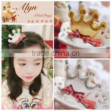 Wholesale Christmas Hair Accessories Gold Crown Decorative Hair Clips photo-2