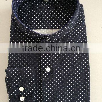 Latest Mens Dress Shirt Design Dark Blue Dots photo-2