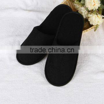 black anti-slip hotel terry towel slipper
