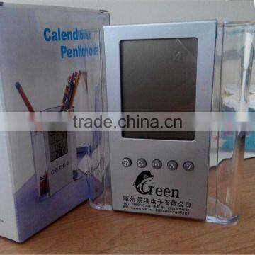 Promotional Office Clander Pen Holder Desktop Clock for Logo Print photo-4
