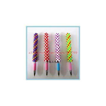 silicone rubber spike rainbow ball point pen