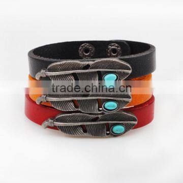 XP-LB-2174 Leaf Fashion Wrap Hip Hop Leather Bracelet for Gifts photo-5